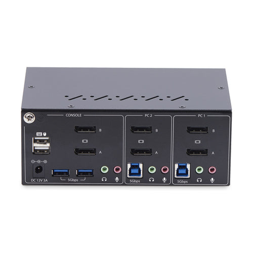 2-Port Dual-Monitor DisplayPort KVM Switch 4K 60Hz USB Hub
