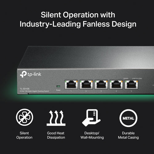 Network Switch TP-Link TL-SX105 5-Port 10G Unmanaged Desktop - TL-SX105