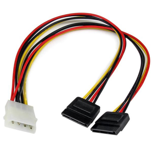 LP4 to 2x SATA Power Y Cable Adapter 12in for Internal Power Supply