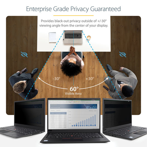Laptop Privacy Filter StarTech.com 17.3-inch Anti-Glare 51% Blue Light Reduction +/-30° Viewing Angle - 173L-PRIVACY-SCREEN