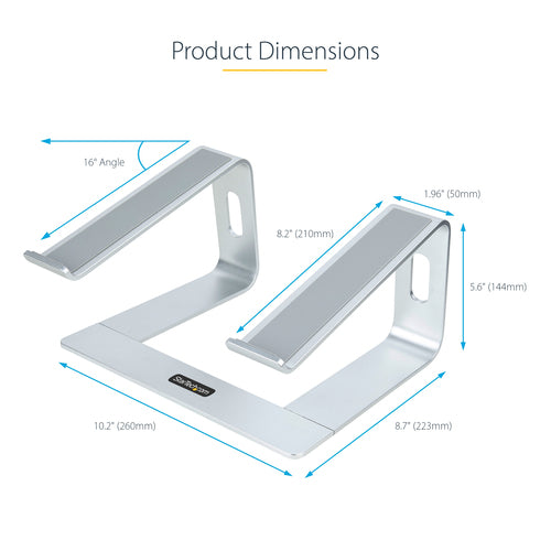 Laptop Stand StarTech.com Ergonomic Aluminum Portable 5kg Silver