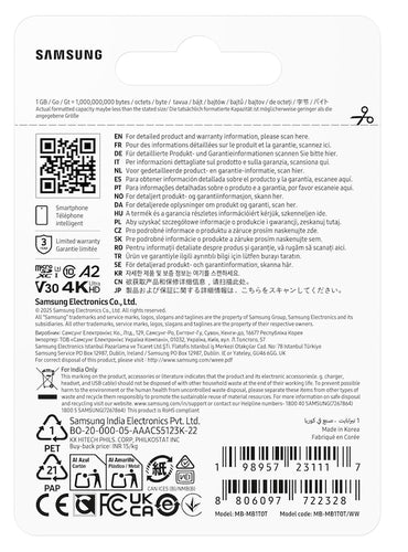 Memory Card Samsung T7 1TB MicroSDXC UHS-I 170MB/s Class 3 V30 - MB-MB1T0T/WW