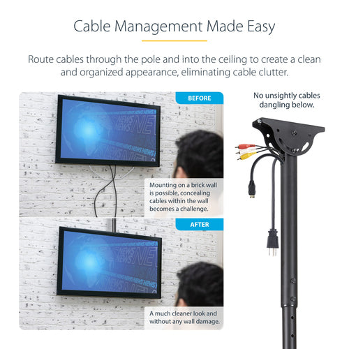 StarTech.com FPCEILPTBLP Full-Motion Ceiling Mount for 32”-75” Displays - Adjustable VESA Bracket