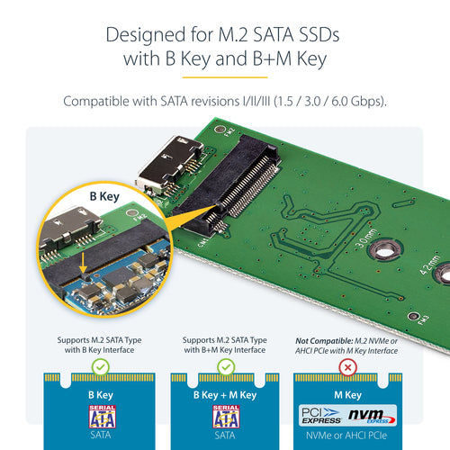M.2 SSD Enclosure StarTech.com SM2NGFFMBU33 USB 3.0 5Gbps UASP Black - SM2NGFFMBU33