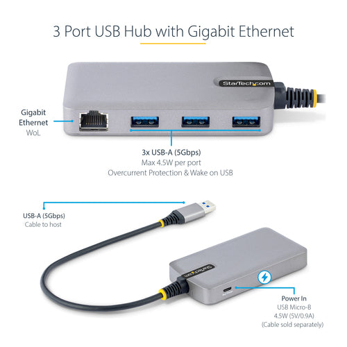 StarTech.com 5G3AGBB-USB-A-HUB laptop dock/port replicator
