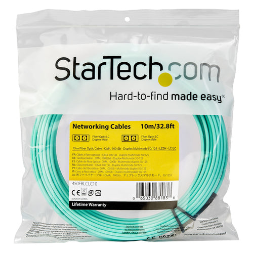Fiber Optic Cable StarTech.com 10m LC/UPC OM4 Multimode 100G Low Insertion Loss - 450FBLCLC10
