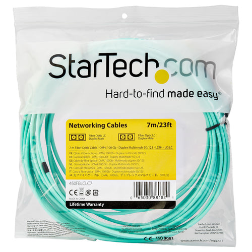 Fiber Optic Cable StarTech.com 450FBLCLC7 100G OM4 7m LC/UPC