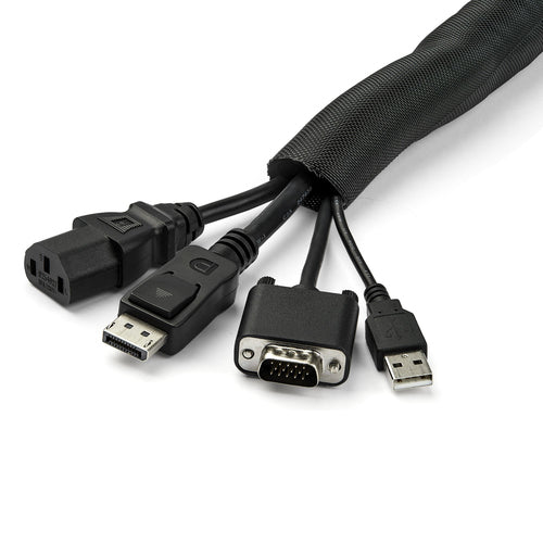 Cable Organizer StarTech.com WKSTNCM2 15' Expandable Sleeve Black - WKSTNCM2