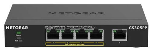 Network Switch NETGEAR GS305PP Gigabit PoE Unmanaged Wall Mountable - GS305PP-300EUS