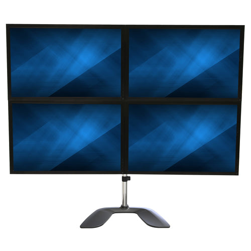 StarTech Ergonomic Quad Monitor Stand - Adjustable Height, Silver Finish - 4 Monitor Support