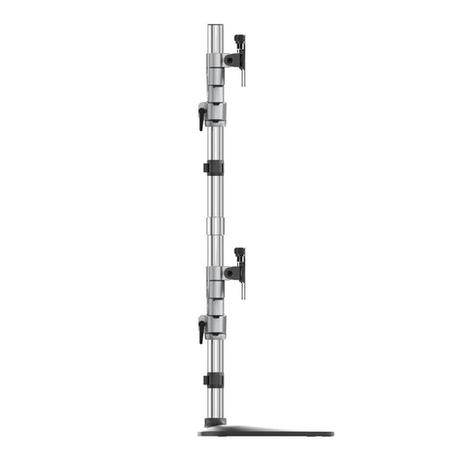 StarTech Ergonomic Quad Monitor Stand - Adjustable Height, Silver Finish - 4 Monitor Support