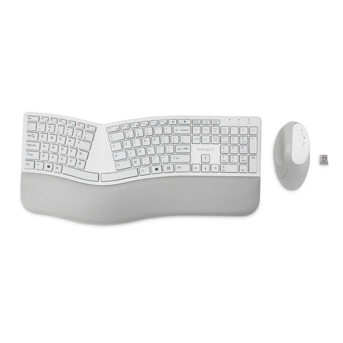 Wireless Ergonomic Keyboard and Mouse Set Full-size QWERTY Bluetooth RF