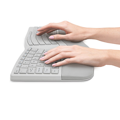 Wireless Ergonomic Keyboard and Mouse Set Full-size QWERTY Bluetooth RF