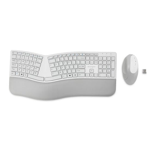 Wireless Ergonomic Keyboard and Mouse Set Full-size QWERTY Bluetooth RF