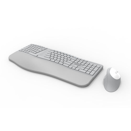 Wireless Ergonomic Keyboard and Mouse Set Full-size QWERTY Bluetooth RF