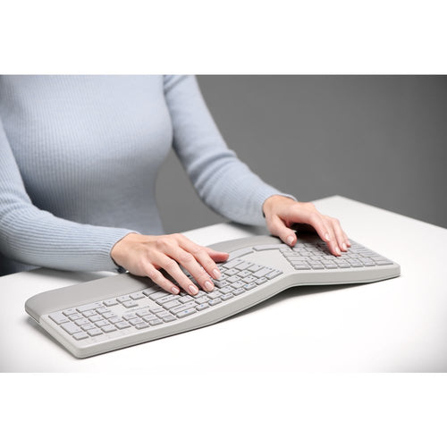 Wireless Ergonomic Keyboard and Mouse Set Full-size QWERTY Bluetooth RF