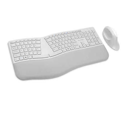 Wireless Ergonomic Keyboard and Mouse Set Full-size QWERTY Bluetooth RF