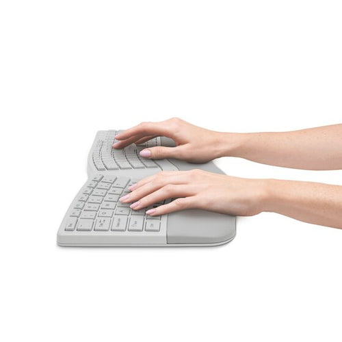 Wireless Ergonomic Keyboard and Mouse Set Full-size QWERTY Bluetooth RF