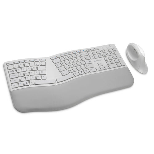 Wireless Ergonomic Keyboard and Mouse Set Full-size QWERTY Bluetooth RF