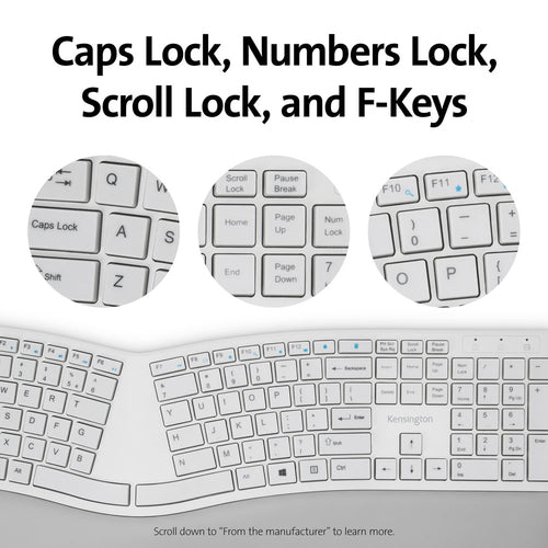 Wireless Ergonomic Keyboard and Mouse Set Full-size QWERTY Bluetooth RF