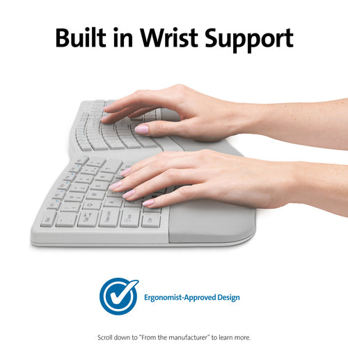 Wireless Ergonomic Keyboard and Mouse Set Full-size QWERTY Bluetooth RF
