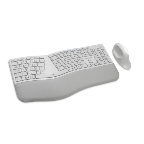 Wireless Ergonomic Keyboard and Mouse Set Full-size QWERTY Bluetooth RF