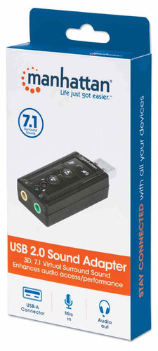 USB-A Sound Adapter 7.1-Channel Virtual Surround Sound with Microphone and Audio-Out