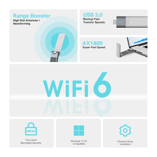 Wi-Fi 6 USB Wireless Adapter TP-Link Archer TX21UH 1201 Mbit/s