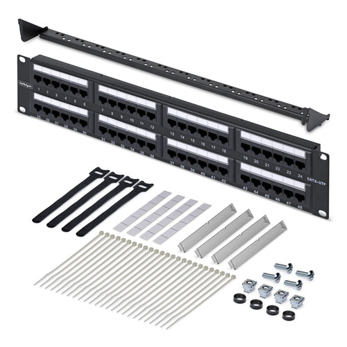 48-Port 2U Rackmount Cat6 Ethernet Patch Panel UTP RJ45 10/100/1000Base-T