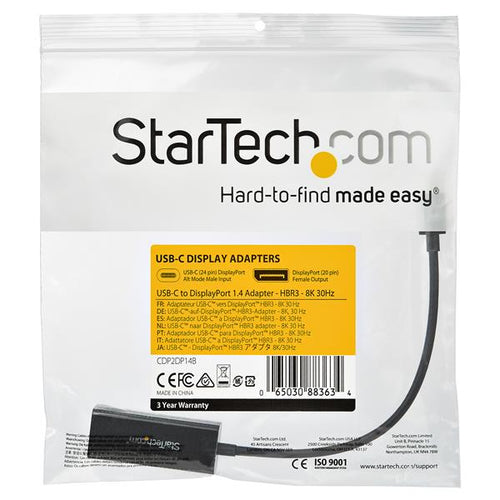 USB-C to DisplayPort Adapter 8K 60Hz StarTech Thunderbolt 3