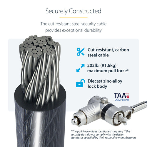 Cable Lock 6.6ft for Laptop Security - StarTech.com Universal Laptop Lock TAA Compliant