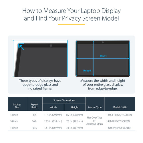 Privacy Filter StarTech.com 14 Inch 16:10 Anti-Glare 51% Blue Light Reduction - 14LT6-PRIVACY-SCREEN