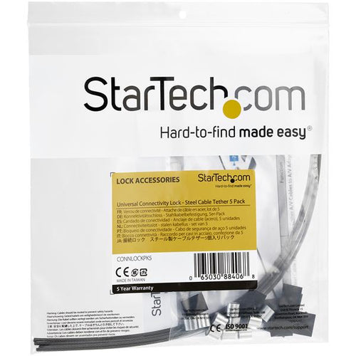 Cable Organizer StarTech.com CONNLOCKPK5 5-Pack Security Adjustable Length Anti-Theft Tether - CONNLOCKPK5