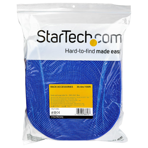 Cable Ties Reusable Hook & Loop 100ft Blue Adjustable Nylon