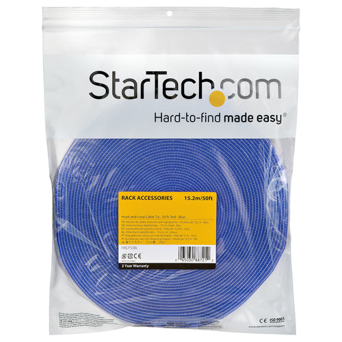 Cable Tie StarTech.com HKLP50BL 50ft Reusable Blue Durable Nylon