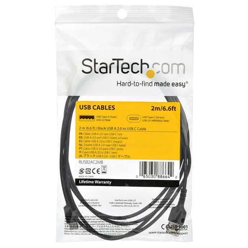USB Cable StarTech.com RUSB2AC2MB 6.6ft 3A USB-A to USB-C Rugged Charge & Sync - RUSB2AC2MB
