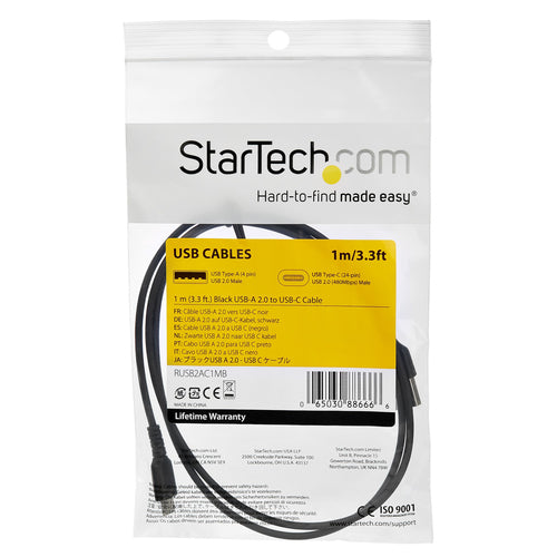 USB Cable StarTech.com RUSB2CC1MB 3ft USB-C 60W Charge & Sync - RUSB2CC1MB