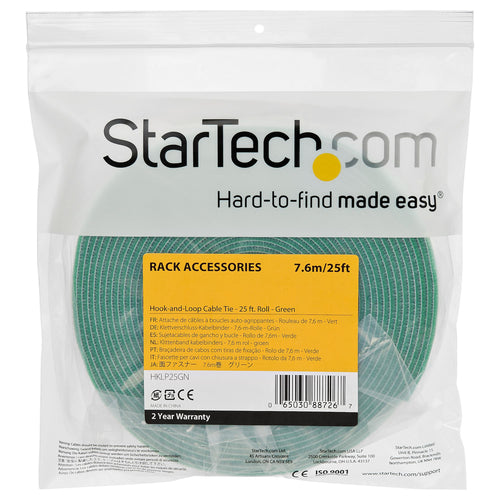 Cable Ties Reusable 25ft Green Adjustable Hook and Loop Nylon