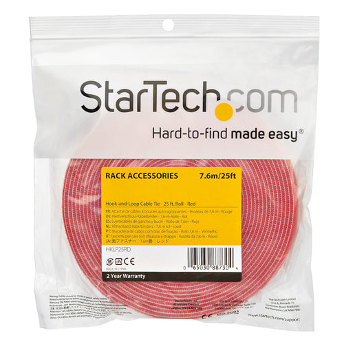 Cable Tie StarTech.com HKLP25RD 25ft Hook and Loop Adjustable 19mm Red