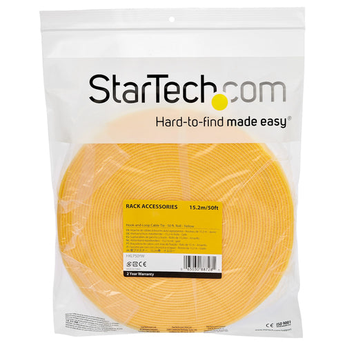 Cable Ties Reusable Hook and Loop 25ft Adjustable Nylon Yellow