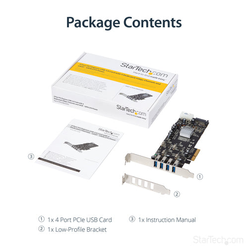 USB PCIe Card StarTech.com PEXUSB3S44V 4 Port 5Gbps Channels UASP - PEXUSB3S44V