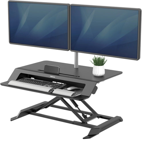Sit Stand Desk Converter Fellowes Lotus LT Height Adjustable 17kg Capacity Freestanding