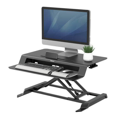 Sit Stand Desk Converter Fellowes Lotus LT Height Adjustable 17kg Capacity Freestanding