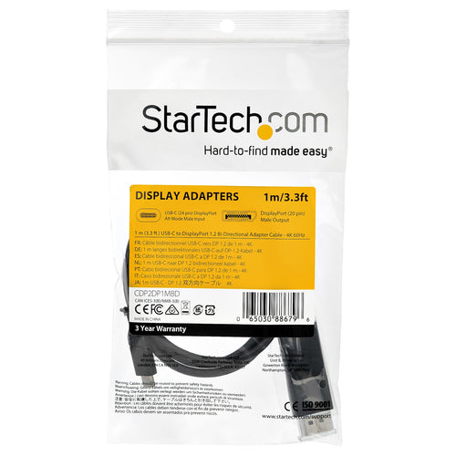 USB-C to DisplayPort Adapter StarTech 1M 4K 60Hz Bidirectional