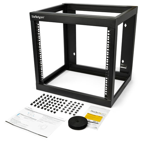 StarTech 9U Wall Mount Network Rack RK919WALLO - 2 Post Open Frame, 175lbs Capacity, Black
