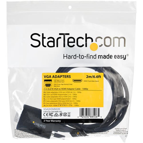 VGA to HDMI Converter Cable 2m with USB Audio Support 1080p