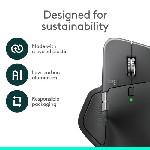 Mouse Logitech MX Master 4 8000 DPI Wireless Bluetooth Right-Hand Graphite - 910-007617