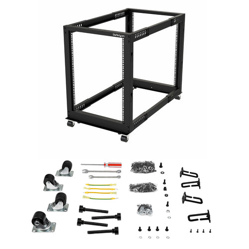 Mobile Open Frame Server Rack 15U Adjustable Depth 544kg Capacity