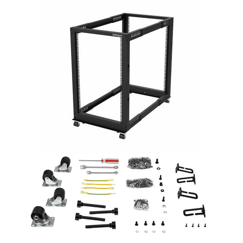 Rack Cabinet StarTech.com 4POSTRACK18U 18U 1200lb Capacity 40in Mounting Depth Mobile or Floor Mount - 4POSTRACK18U