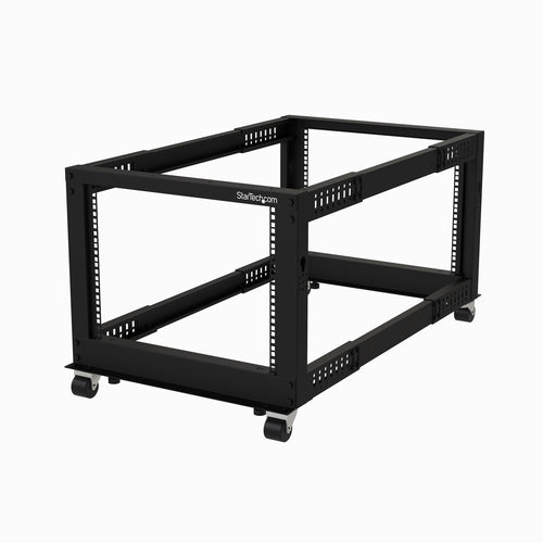 4-Post 8U Mobile Open Frame Server Rack Adjustable Depth 544 kg Capacity with Wheels